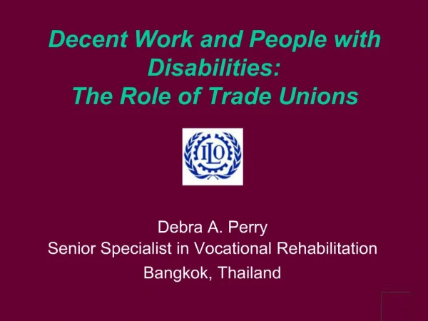 Decent Work and People with Disabilities: The Role of Trade Unions