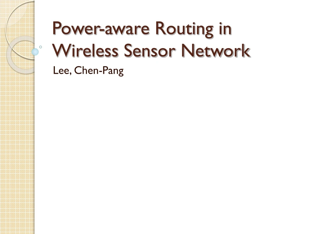 power aware routing in wireless sensor network