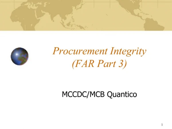 Procurement Integrity FAR Part 3