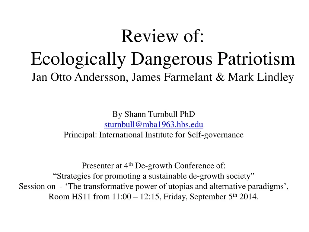 review of ecologically dangerous patriotism jan otto andersson james farmelant mark lindley