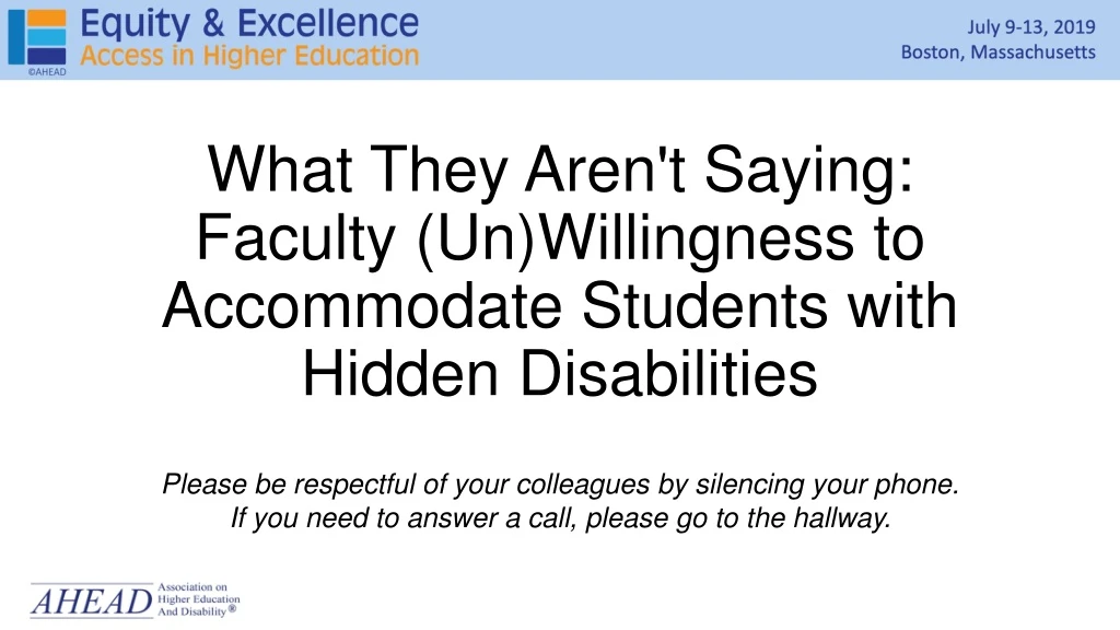 what they aren t saying faculty un willingness to accommodate students with hidden disabilities