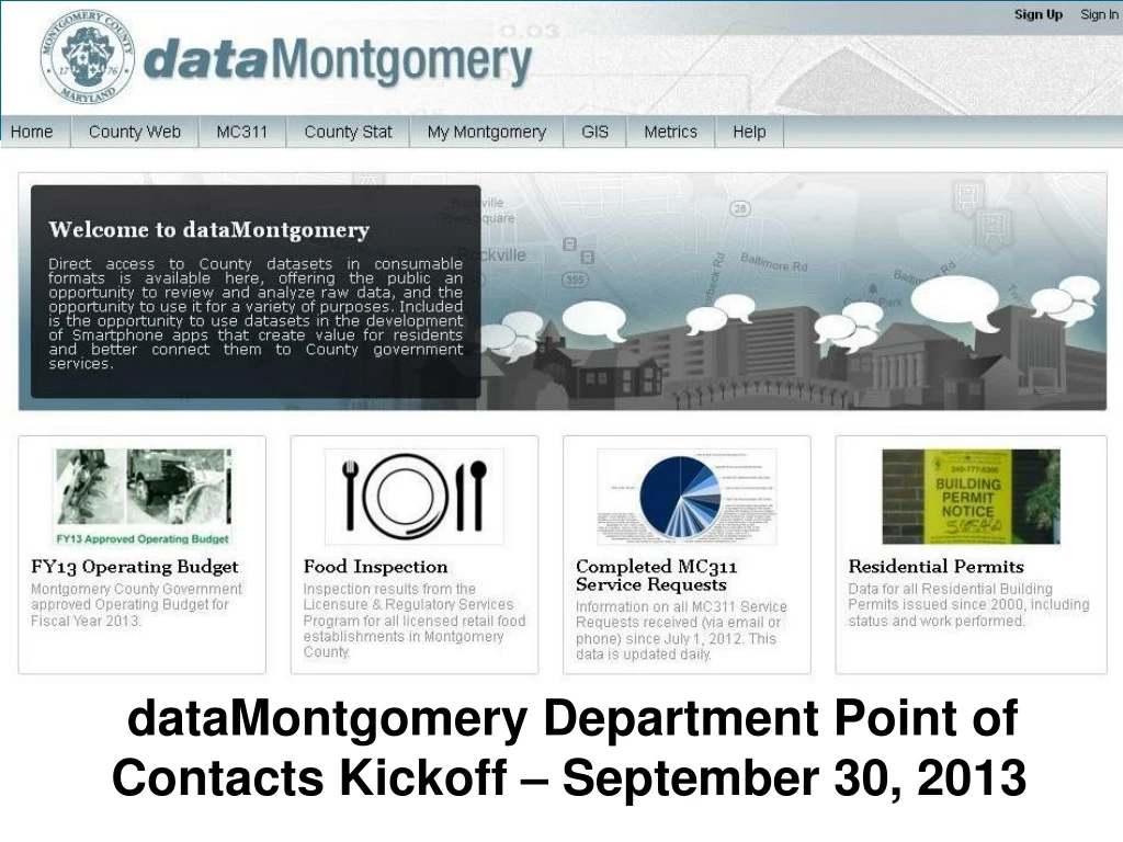 datamontgomery department point of contacts kickoff september 30 2013