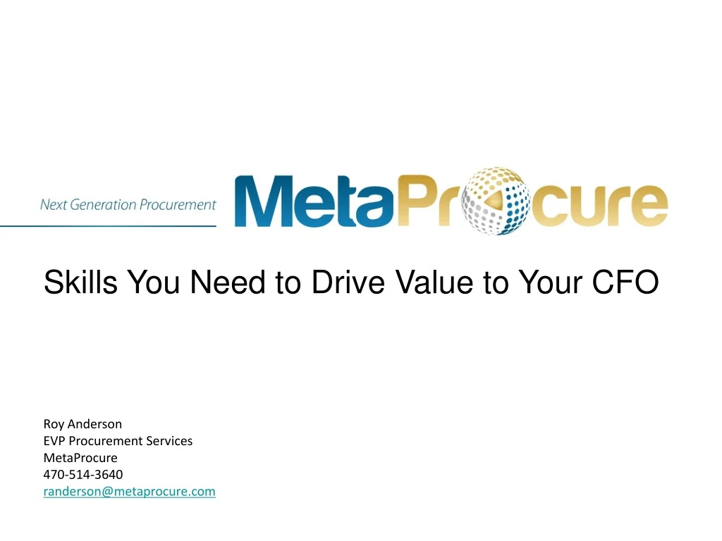 skills y ou need to drive value to your cfo