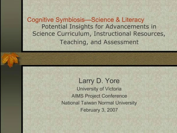 Cognitive Symbiosis Science Literacy Potential Insights for Advancements in Science Curriculum, Instructional Resources