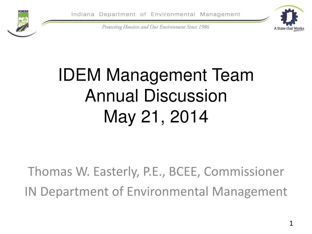 idem management team annual discussion may 21 2014