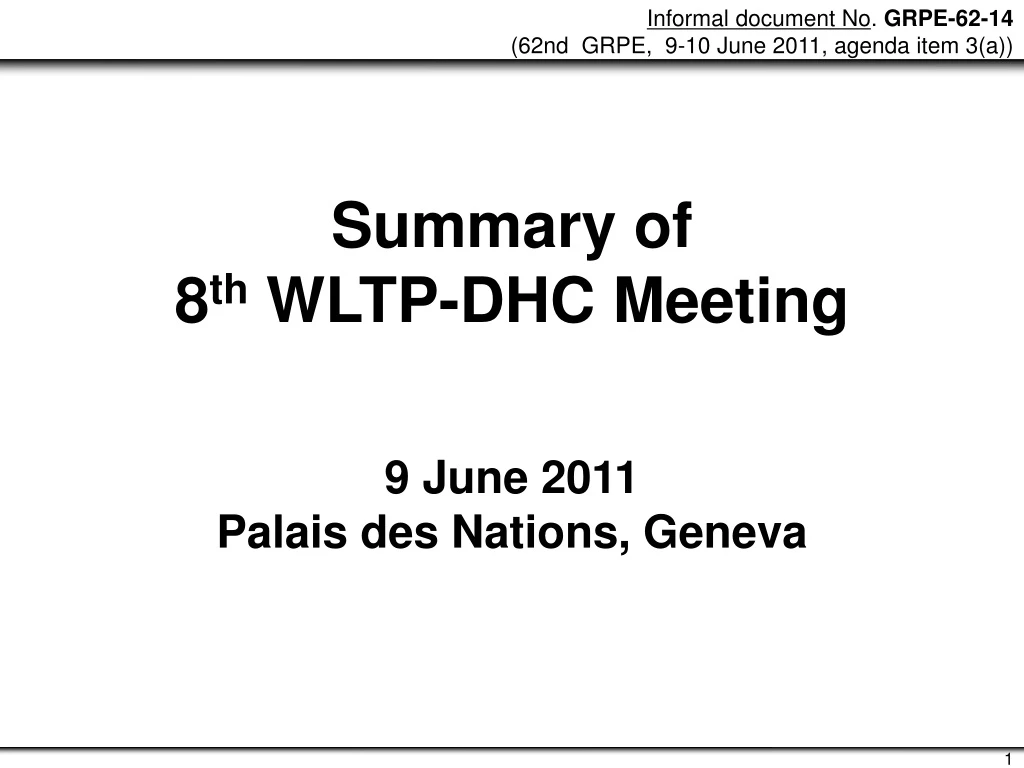 summary of 8 th wltp dhc meeting