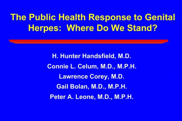 The Public Health Response to Genital Herpes: Where Do We Stand