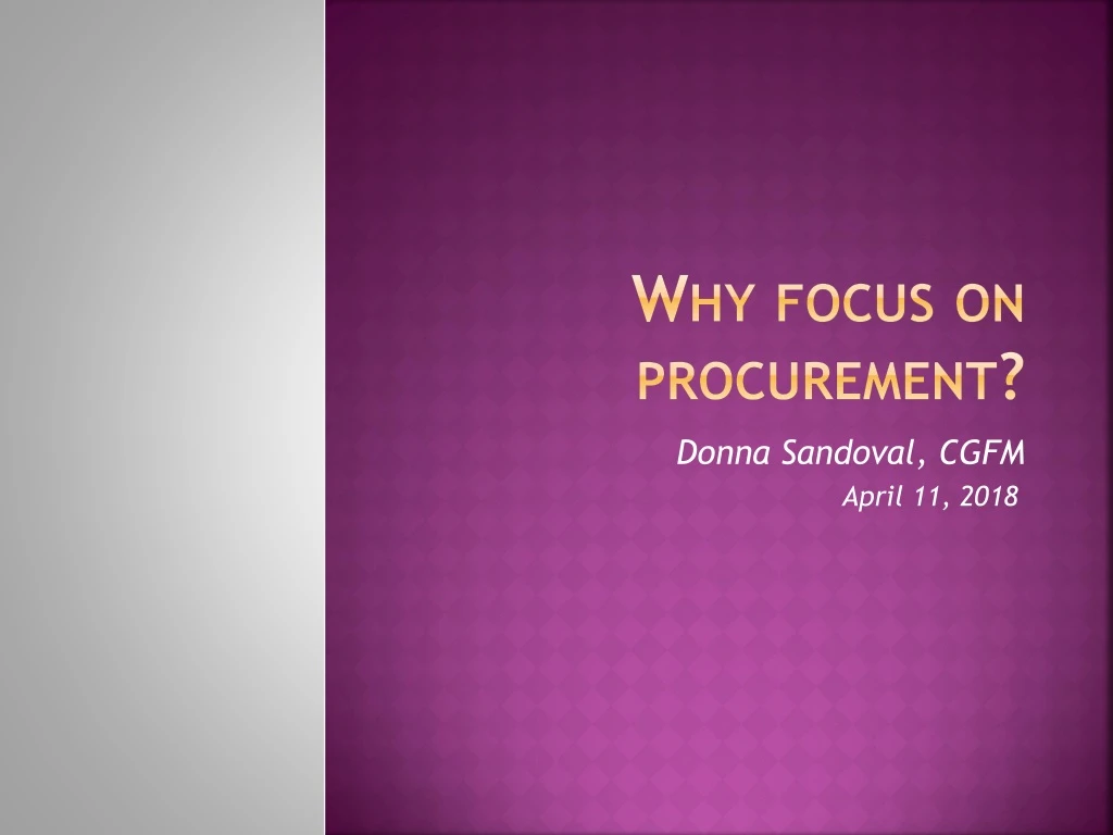 why focus on procurement