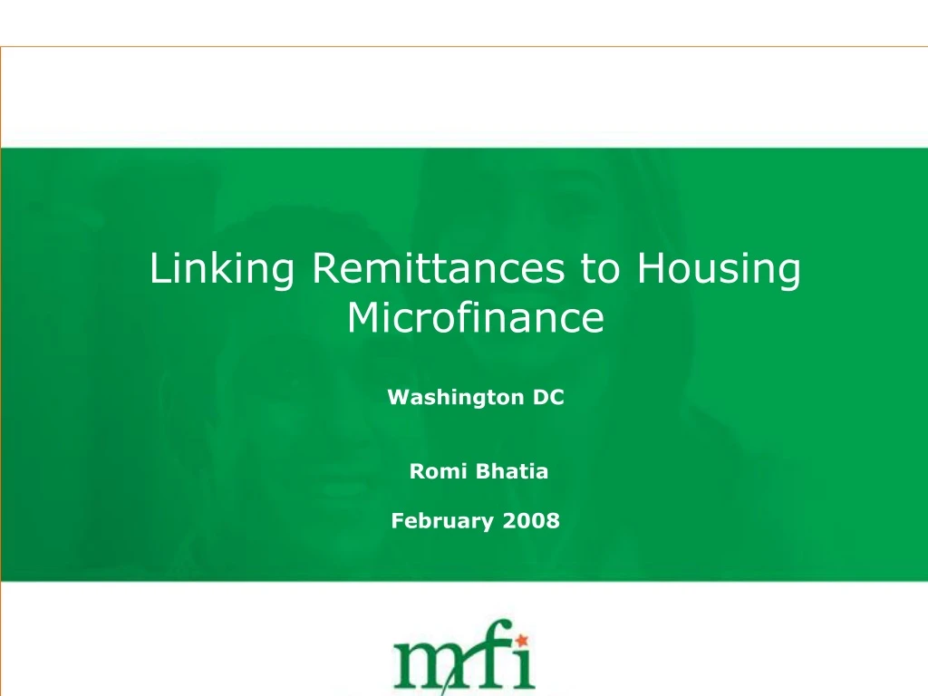 linking remittances to housing microfinance