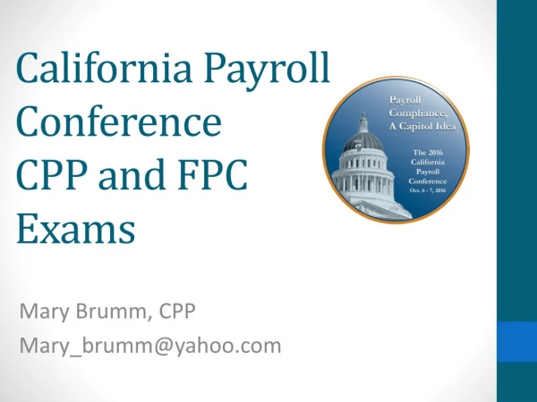 California Payroll Conference CPP and FPC Exams