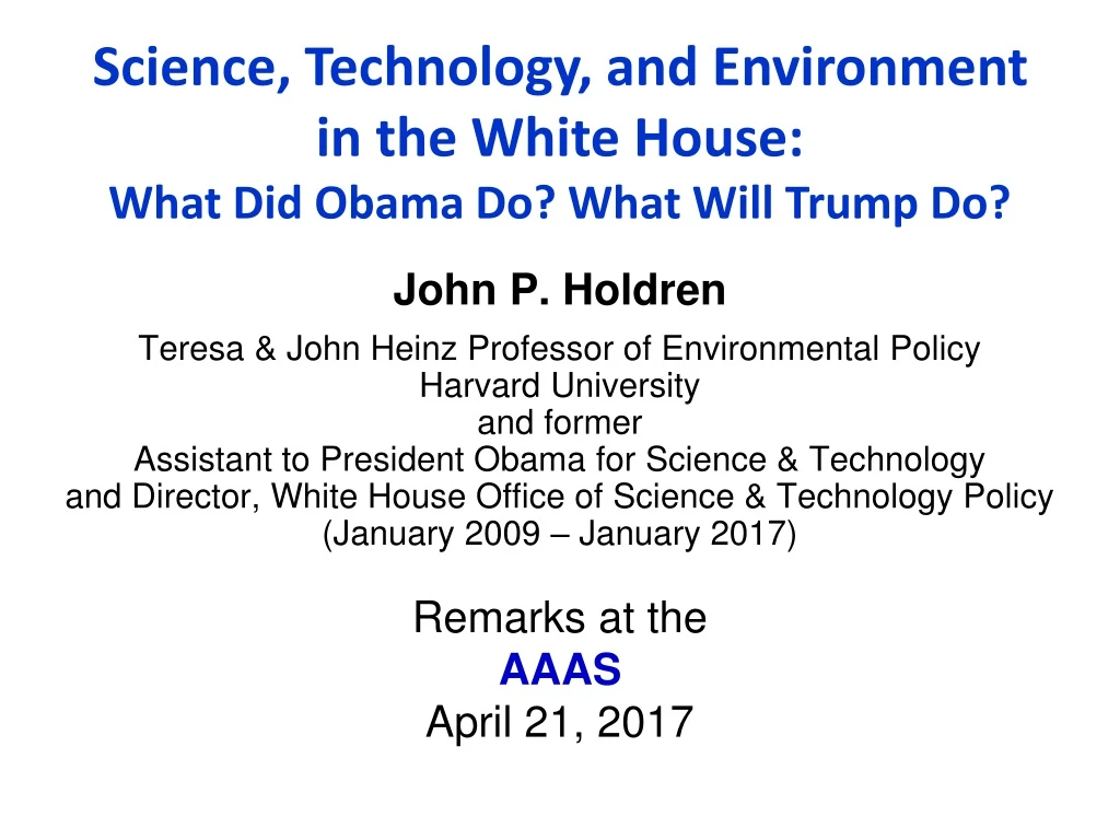 science technology and environment in the white