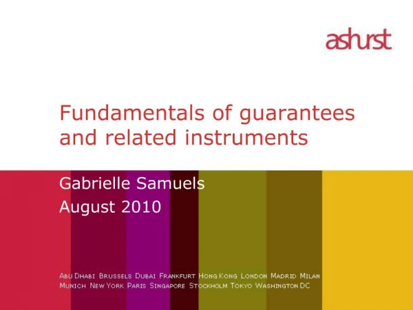 Fundamentals of guarantees and related instruments