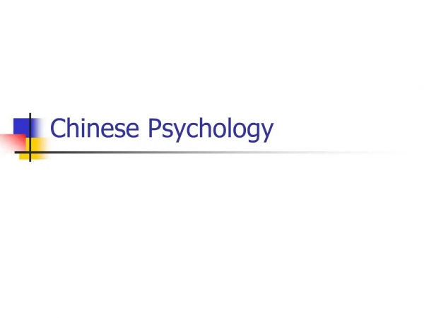 Chinese Psychology