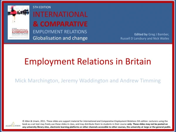 Employment Relations in Britain Mick Marchington , Jeremy Waddington and Andrew Timming