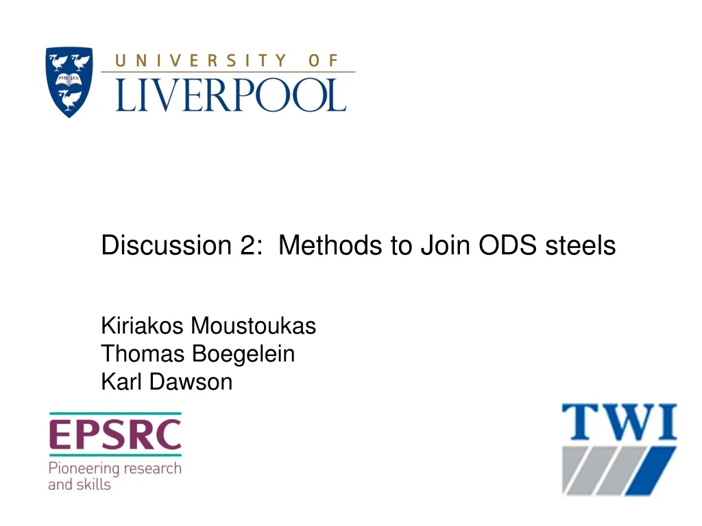 discussion 2 methods to join ods steels