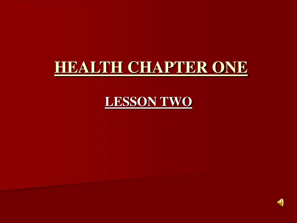 health chapter one