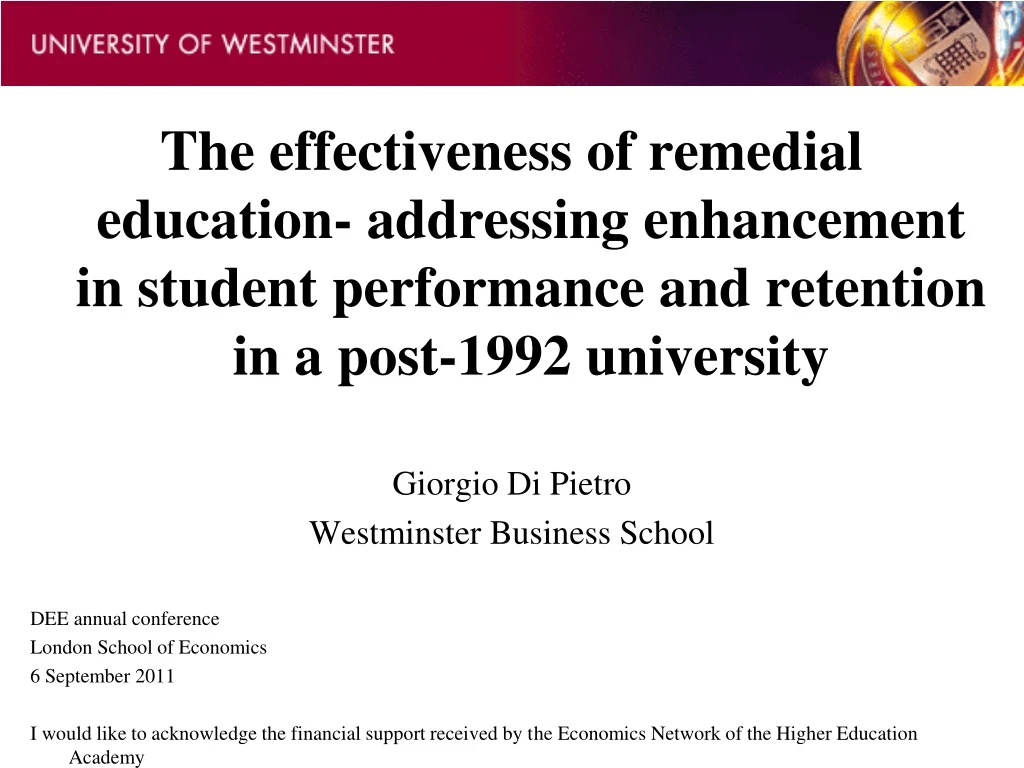 the effectiveness of remedial education