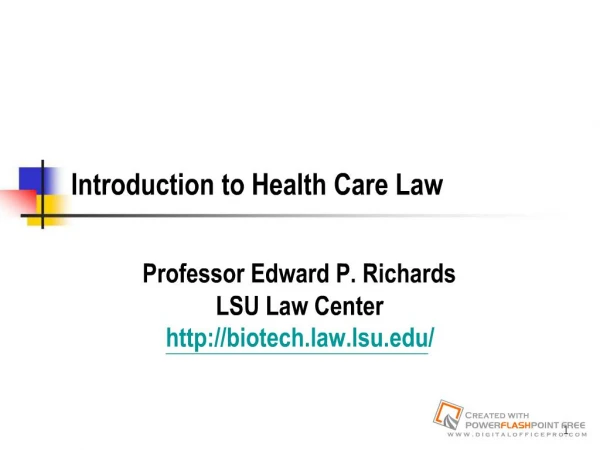 Introduction to Health Care Law