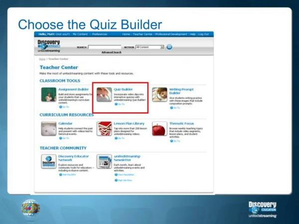 Choose the Quiz Builder