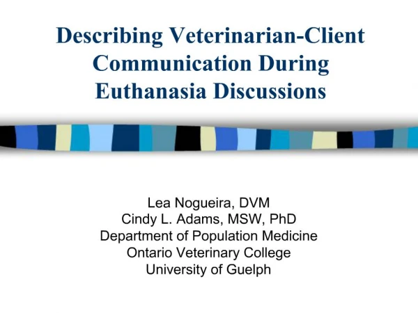 Describing Veterinarian-Client Communication During Euthanasia Discussions