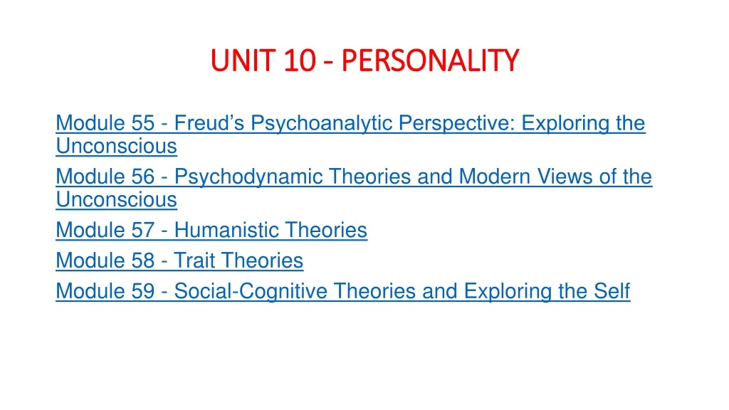unit 10 personality