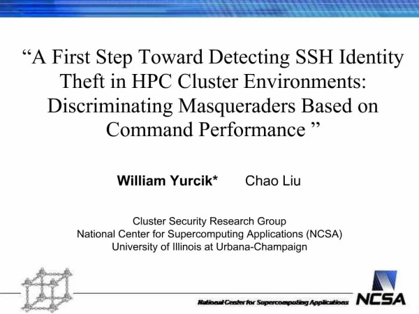 A First Step Toward Detecting SSH Identity Theft in HPC Cluster Environments: Discriminating Masqueraders Based on Comm