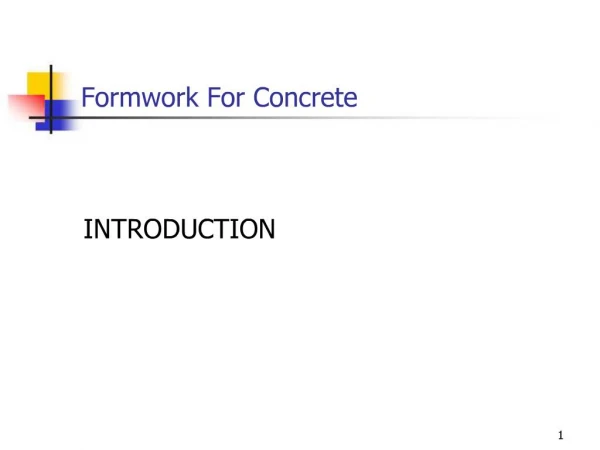 Formwork For Concrete
