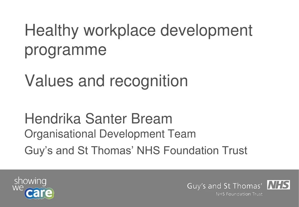 healthy workplace development programme values