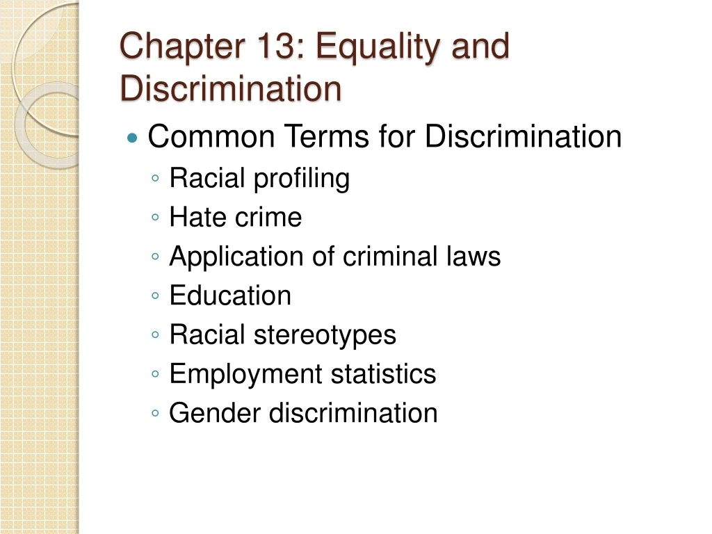 chapter 13 equality and discrimination