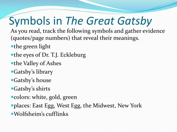 Symbols in The Great Gatsby