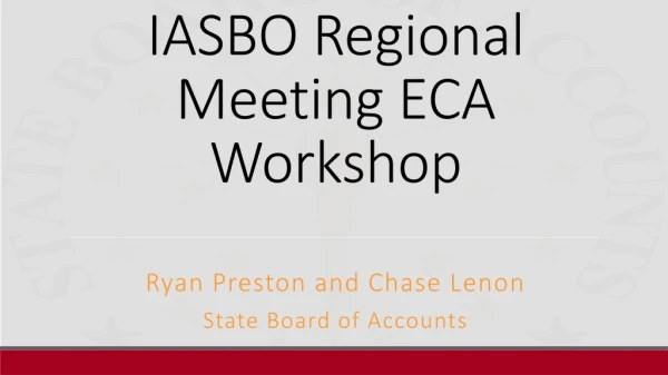 IASBO Regional Meeting ECA Workshop