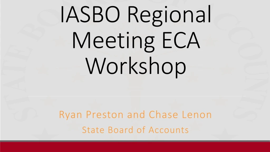 iasbo regional meeting eca workshop