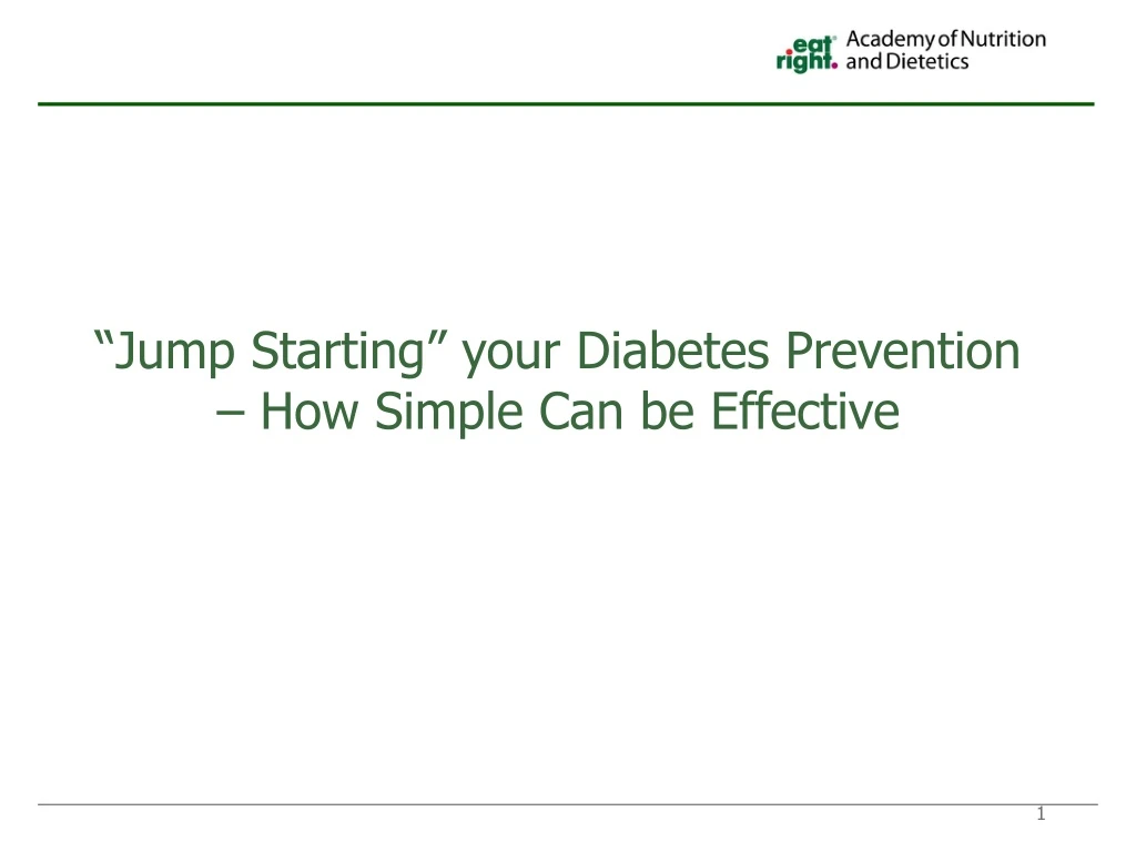 jump starting your diabetes prevention how simple can be effective