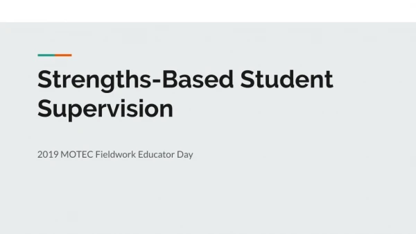Strengths-Based Student Supervision