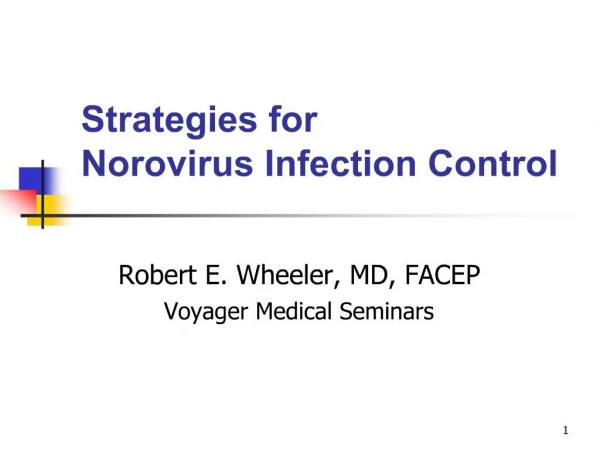 Strategies for Norovirus Infection Control