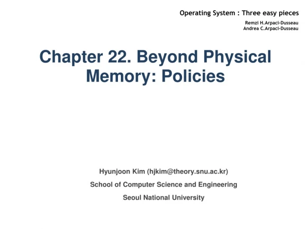 Chapter 22. Beyond Physical Memory: Policies