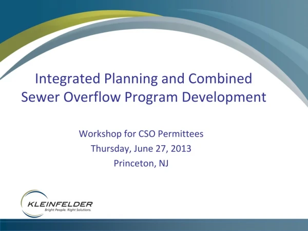 Integrated Planning and Combined Sewer Overflow Program Development