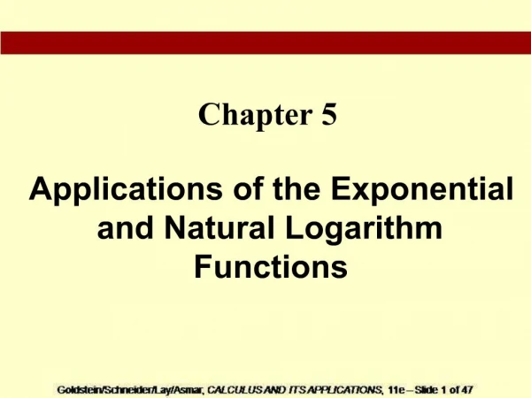 Chapter 5 Applications of the Exponential and Natural Logarithm Functions