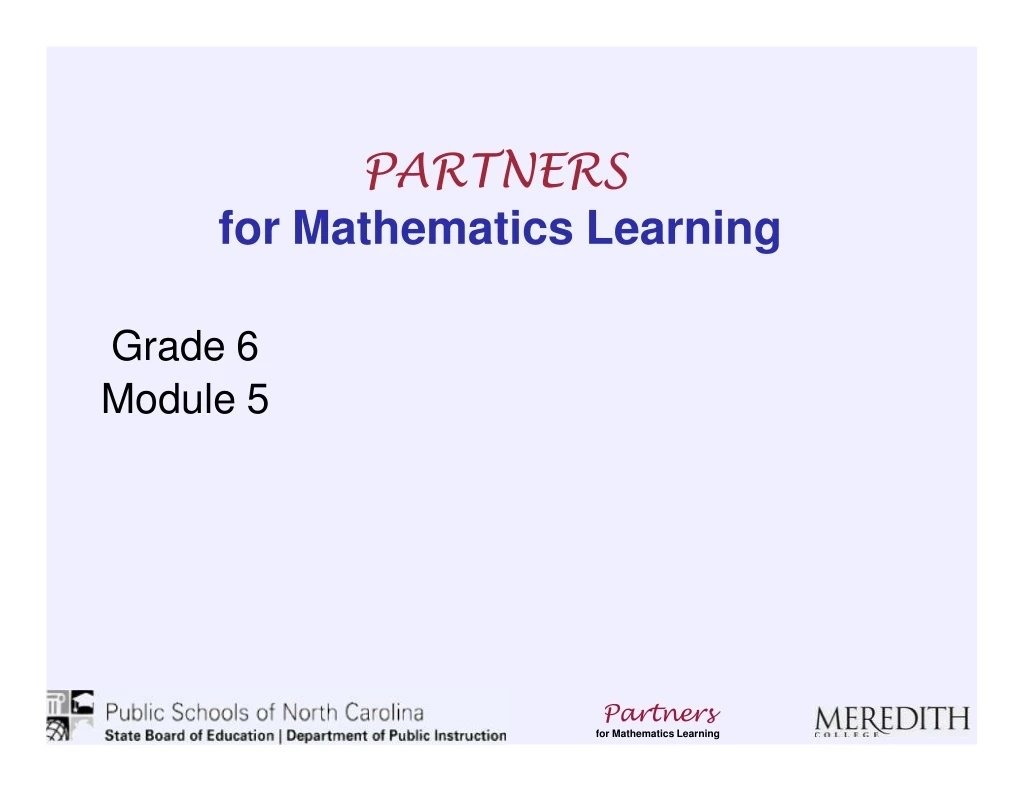 partners for mathematics learning grade 6 module 5