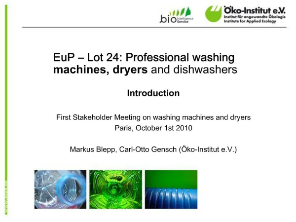 EuP Lot 24: Professional washing machines, dryers and dishwashers