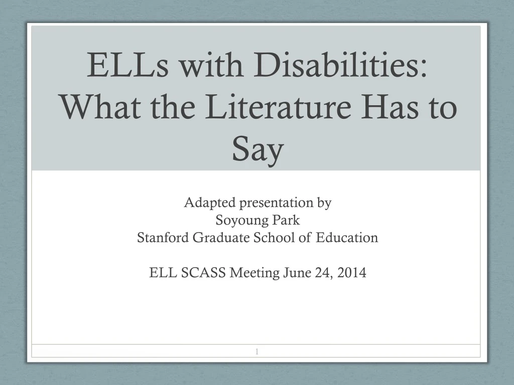 ells with disabilities what the literature has to say