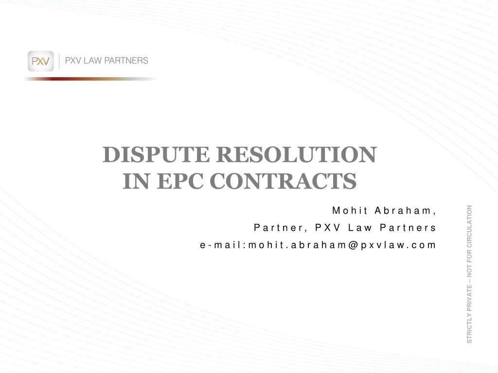 dispute resolution in epc contracts