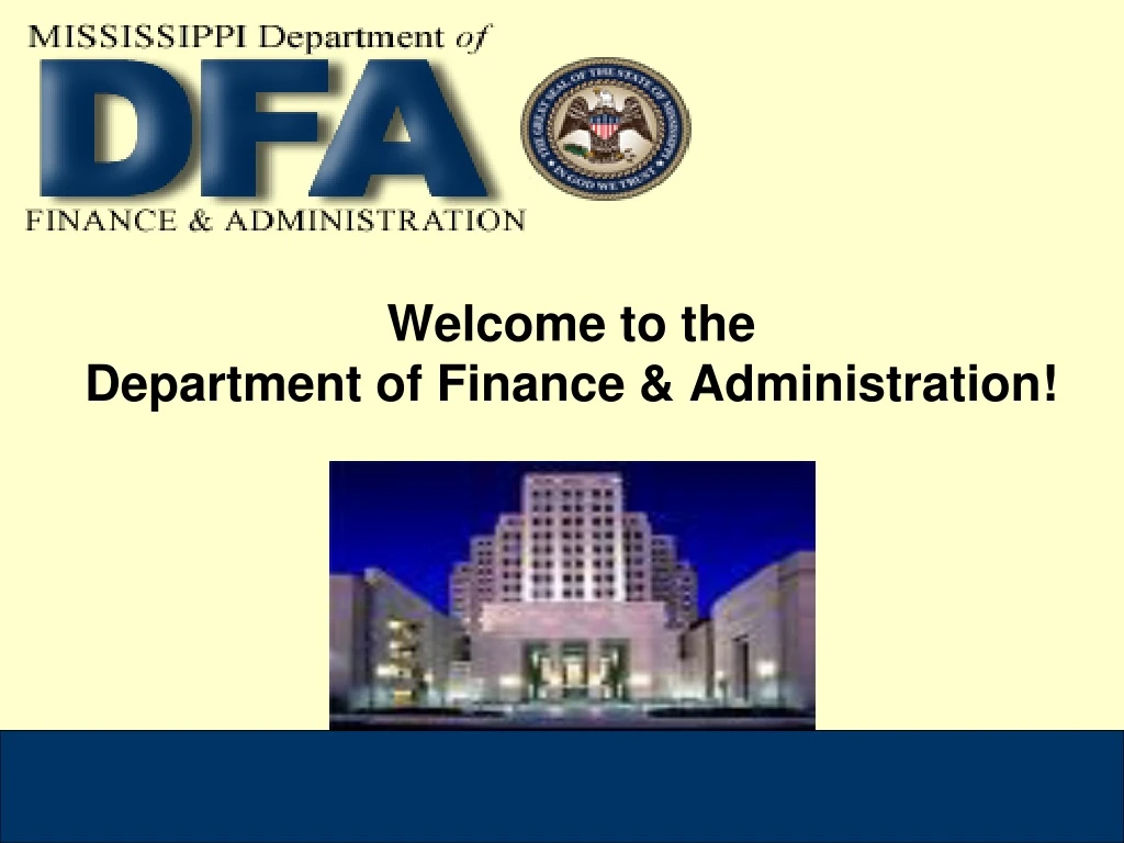 welcome to the department of finance administration