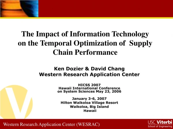 The Impact of Information Technology on the Temporal Optimization of Supply Chain Performance