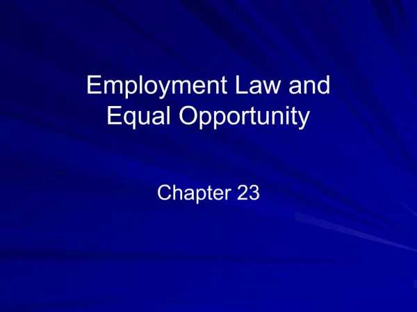 Employment Law and Equal Opportunity