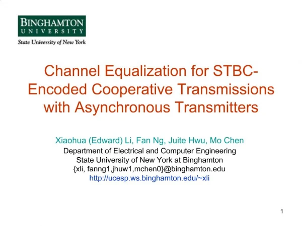 Channel Equalization for STBC-Encoded Cooperative Transmissions with Asynchronous Transmitters