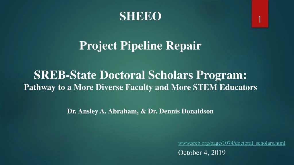 sheeo project pipeline repair sreb state doctoral