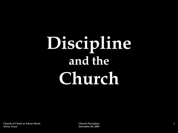 Discipline and the Church