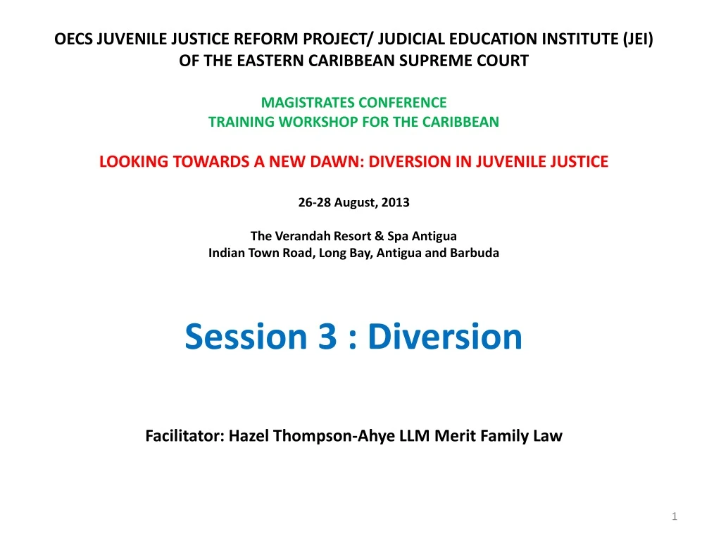 oecs juvenile justice reform project judicial