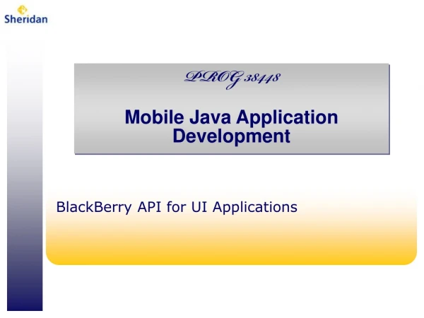 BlackBerry API for UI Applications